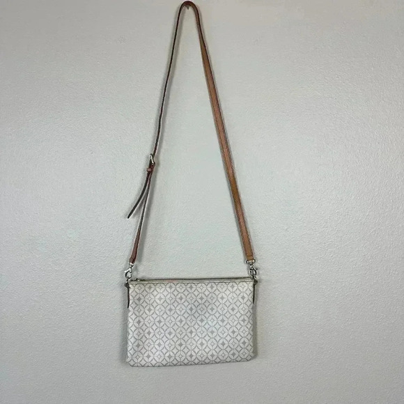 Fossil Coated Canvas Leather Sadie Crossbody Bag Bone White Brown - Picture 5 of 13